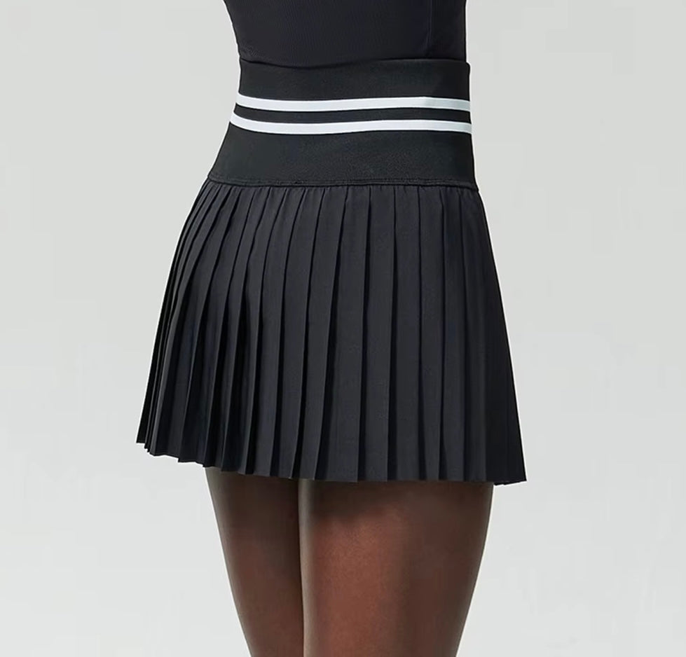 Striped Pleated Athletic Skirt