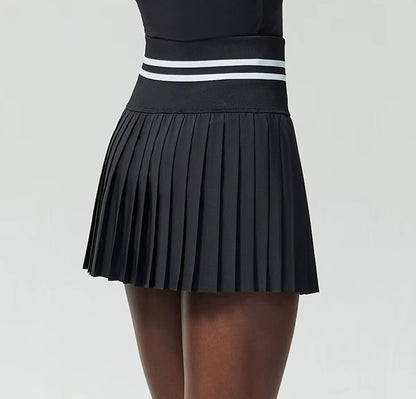 Striped Pleated Athletic Skirt