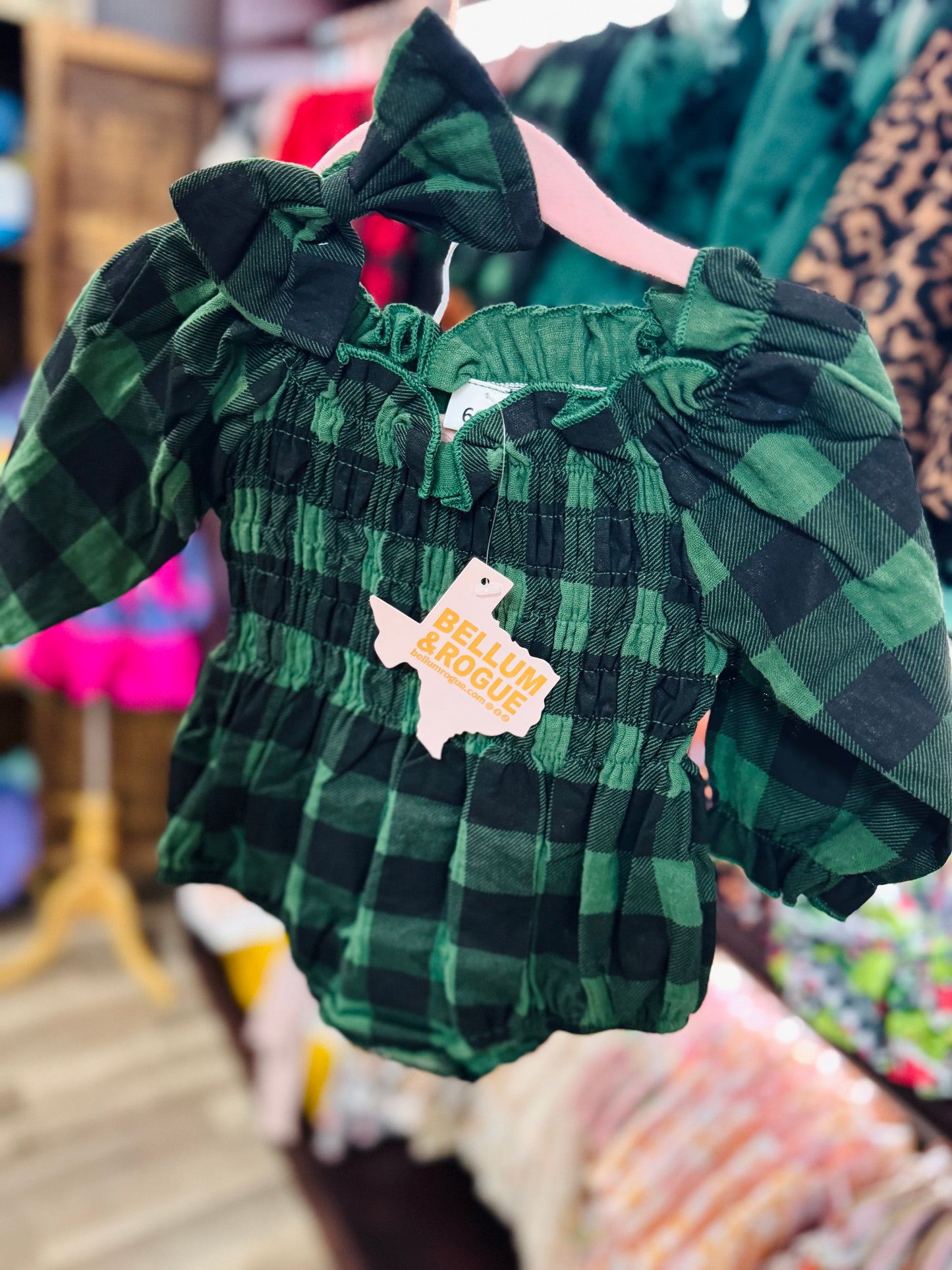 Baby Girls Buffalo Plaid Green Romper