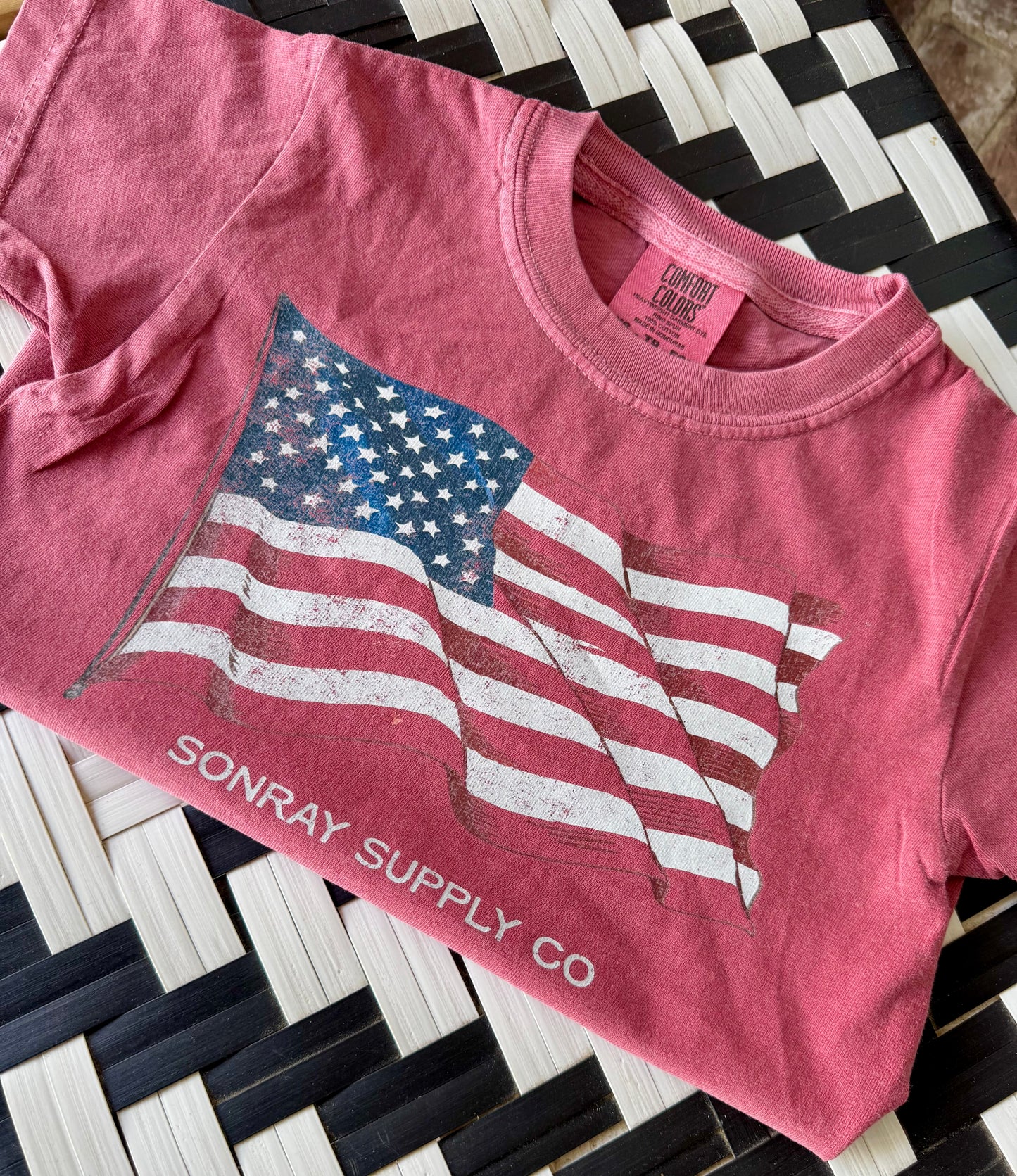 Sonray Kids Vintage Red American Flag Tee