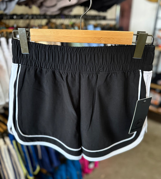 Petra Two Tone Black Activewear Shorts