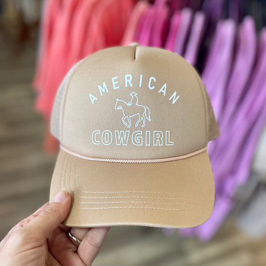 American Cowgirl Tan Foam Trucker Hat