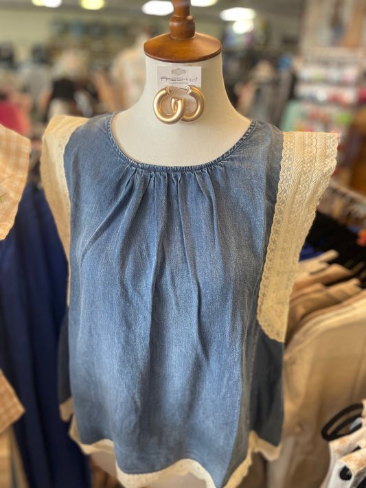 Maggie Chambray Eyelet Top