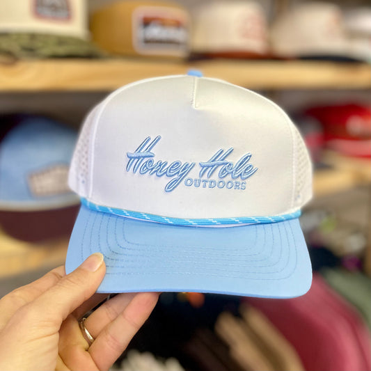 Mens Honey Hole Heritage White & Blue Performance Rope Hat