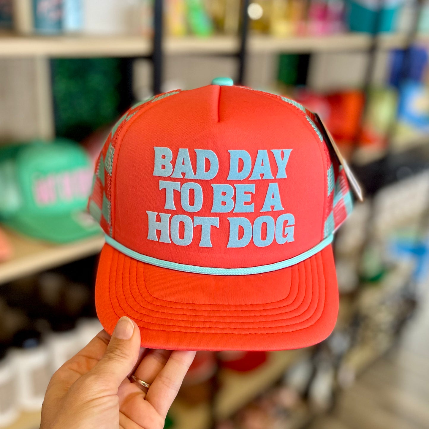 Bad Day To Be A Hot Dog Foam Trucker Coral Hat