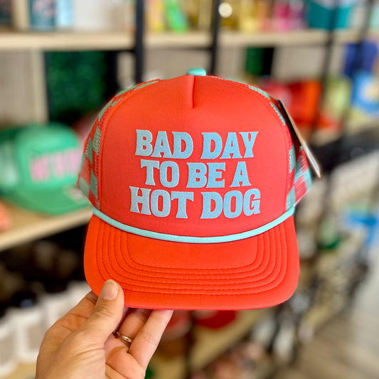 Bad Day To Be A Hot Dog Foam Trucker Coral Hat
