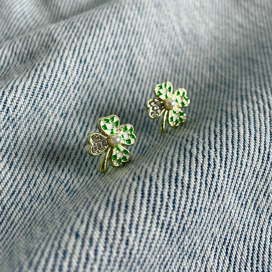 Shamrock Checkered Stud Earrings