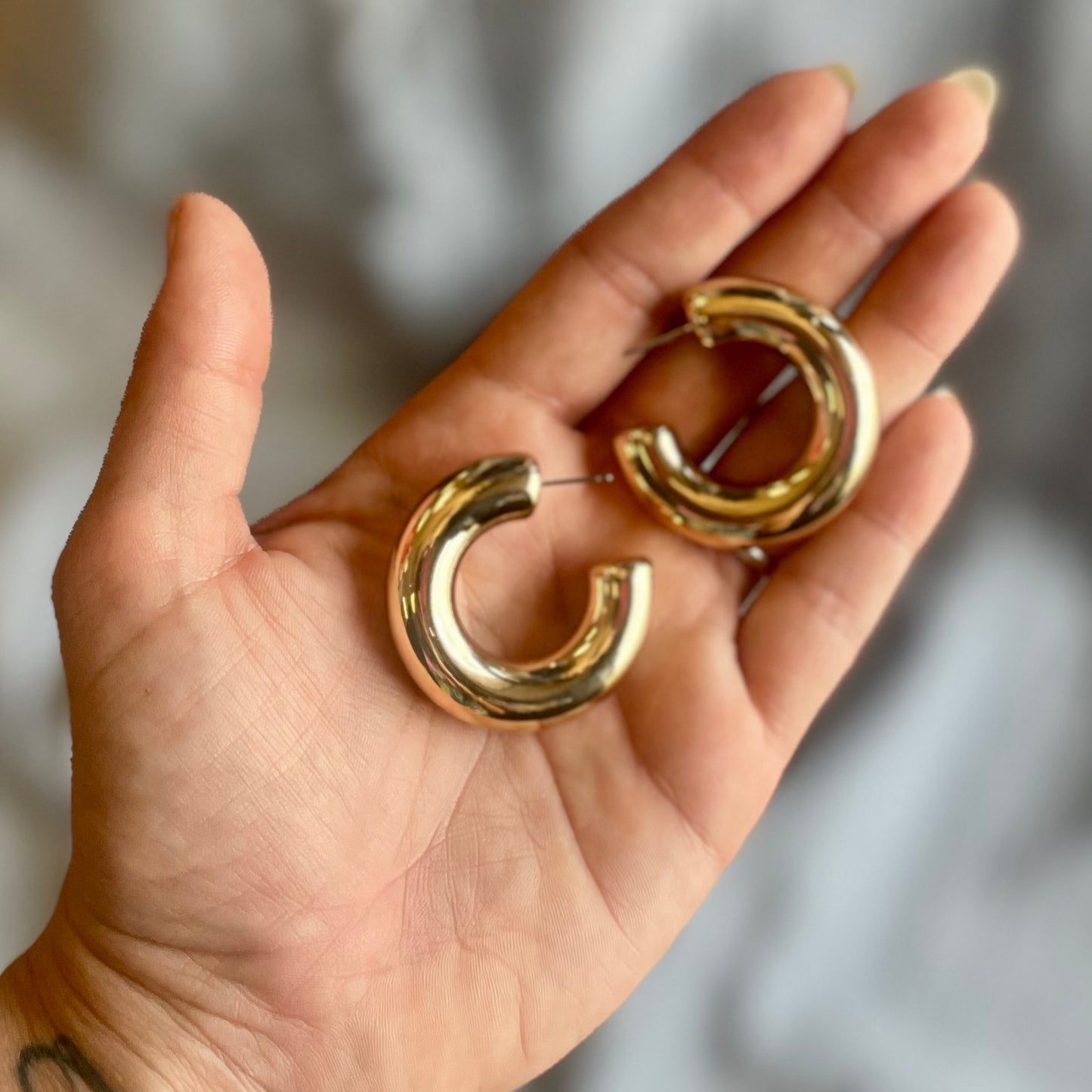 Palmer Thick Gold Hoop Earrings