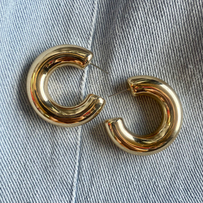 Palmer Thick Gold Hoop Earrings