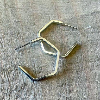 Palmer 14K Gold Dipped Hypoallergenic Hexagon Hoop Earrings