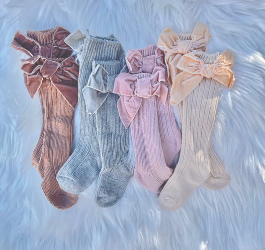 Baby Girls Velvet Bow Socks