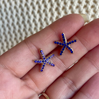 Delmar Crystal Starfish Royal Stud Earrings
