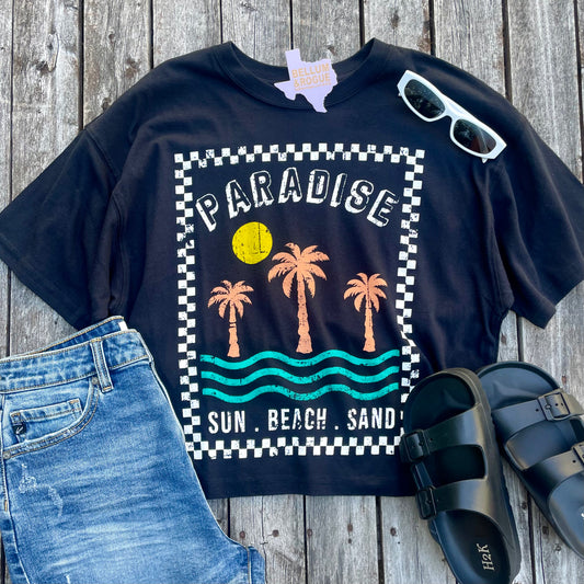 Paradise Sun Beach Sand Cropped Tee