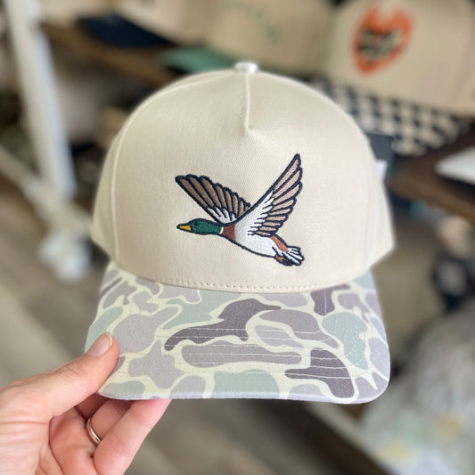 Flying Mallard Embroidered Duck Camo Hat