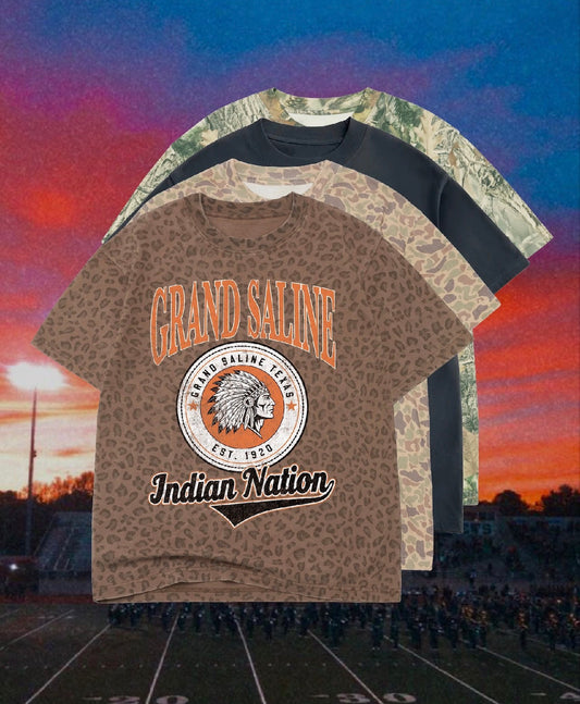 Adult Vintage Badge Grand Saline Indians Tee