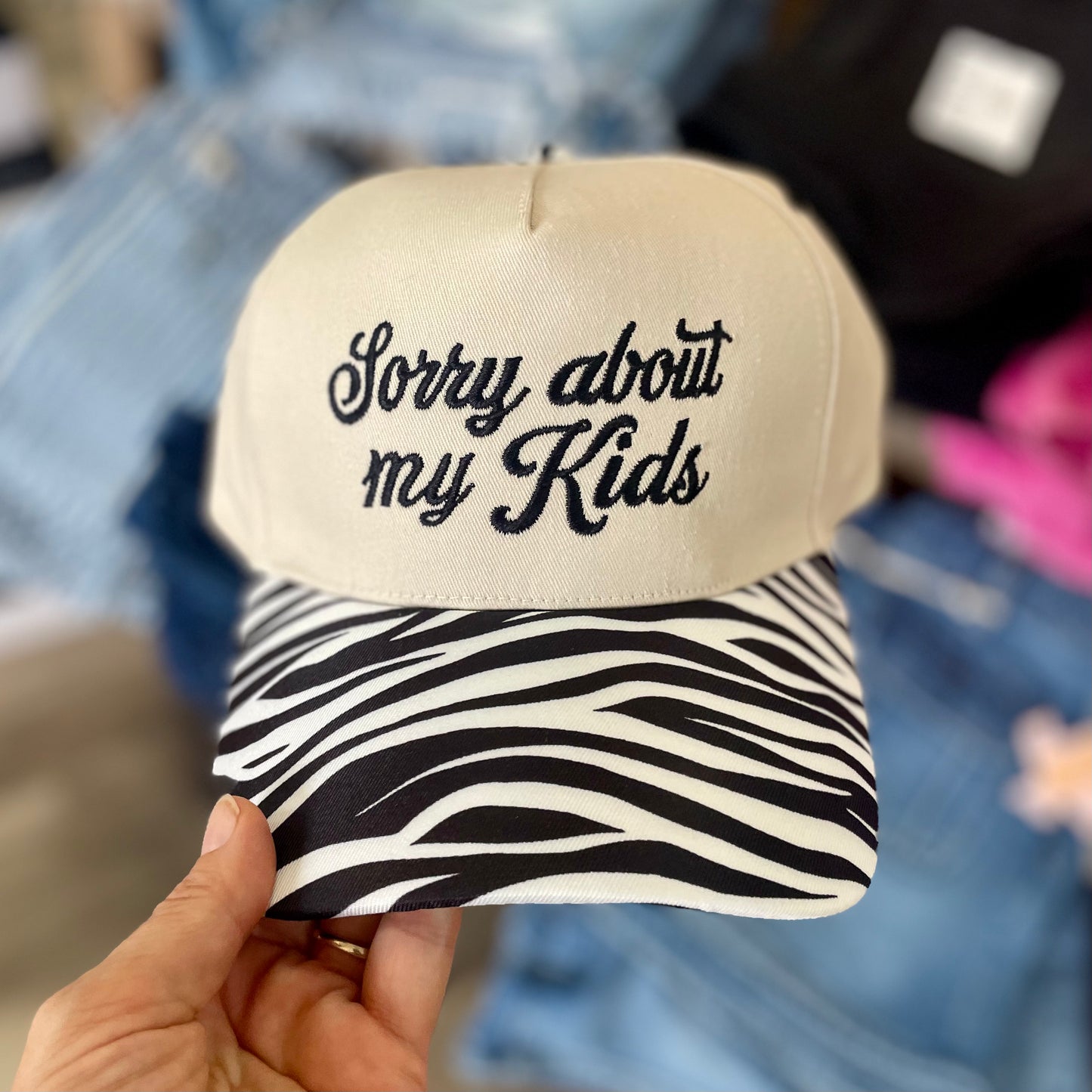 Sorry About My Kids Embroidered Zebra Hat