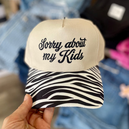 Sorry About My Kids Embroidered Zebra Hat