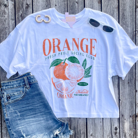 Orange Organic Fruit Club Cropped Tee
