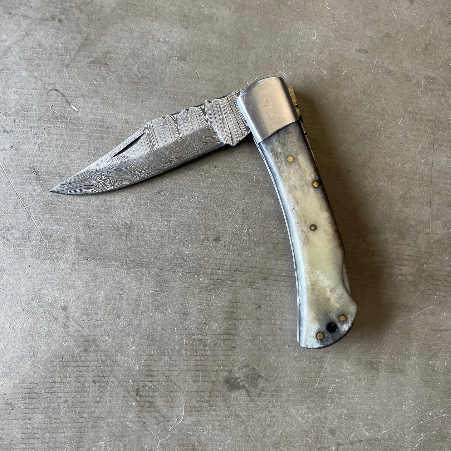Titan Dyed Bone Folding Knife & Leather Sheath