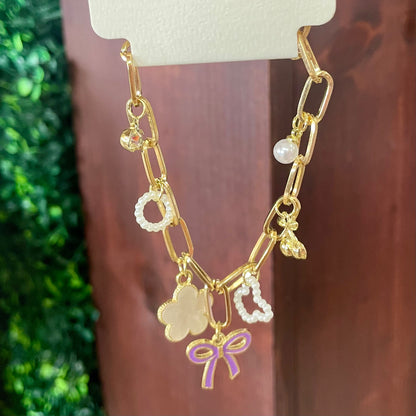 Lennox Cherry Bow Charm Chain Bracelets
