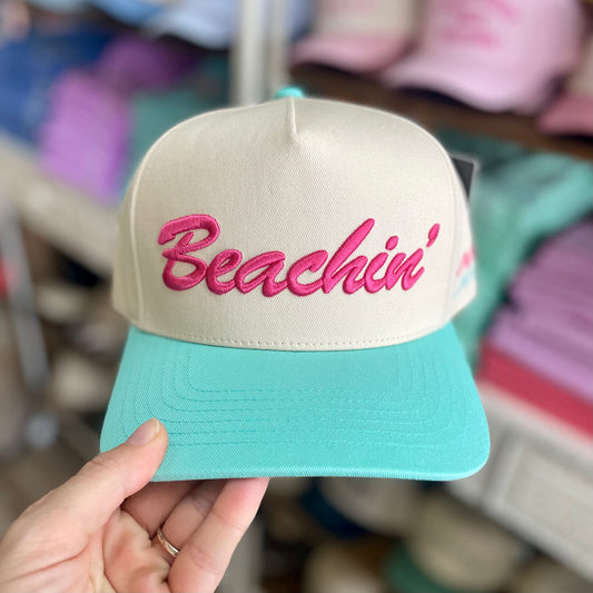 Beachin' Puff Embroidered Seafoam Hat