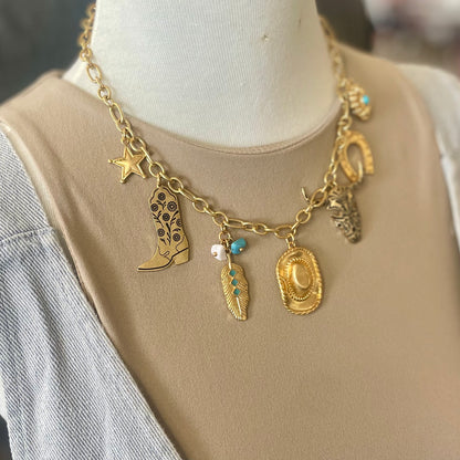 Jubilee Cowboy Hat Gold Charm Necklace