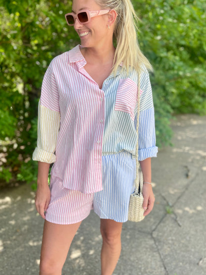 Nautical Striped Short Set