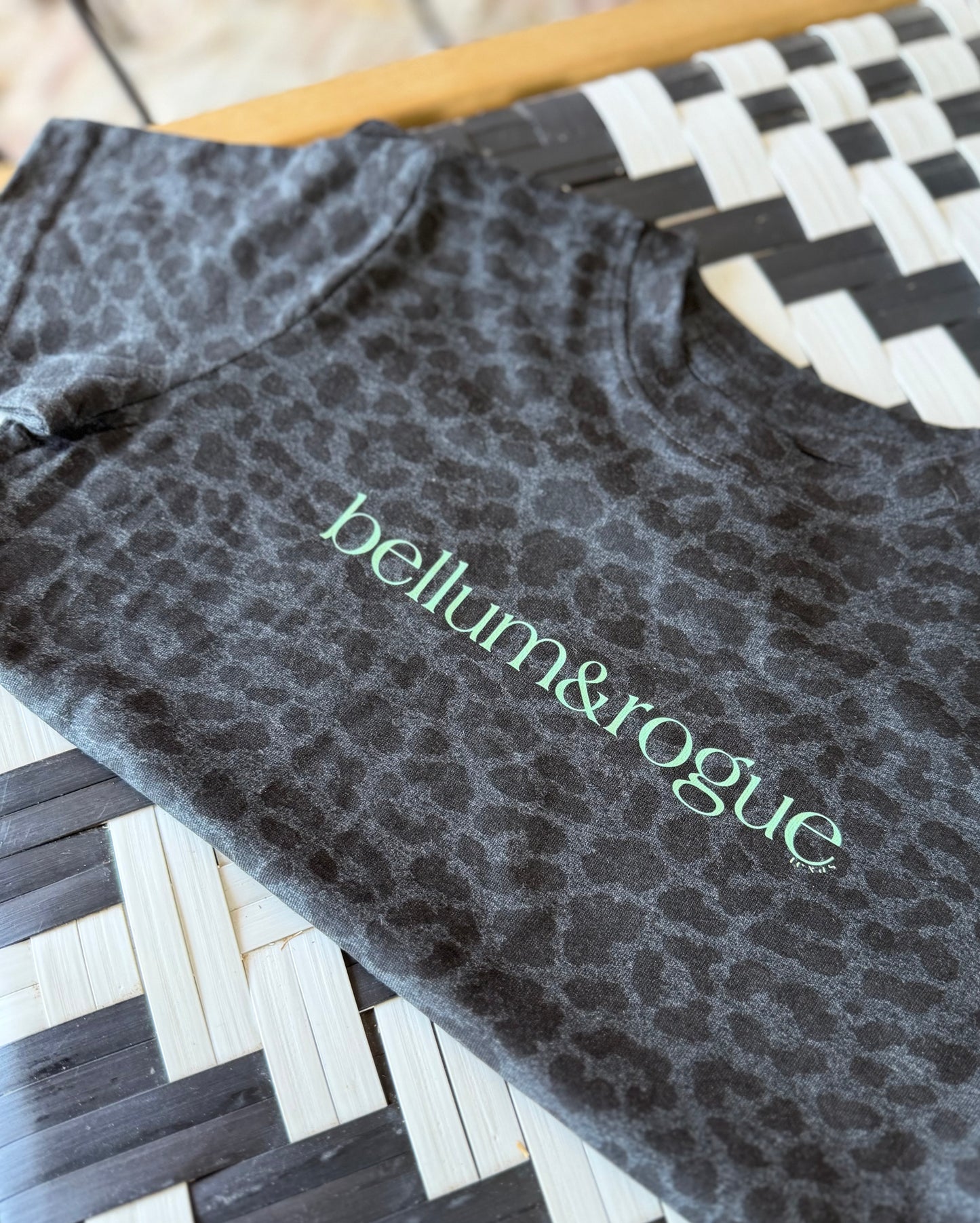 Girls Black Leopard Simple Logo Tee