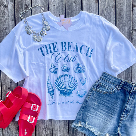 The Beach Club Shell White Cropped Tee