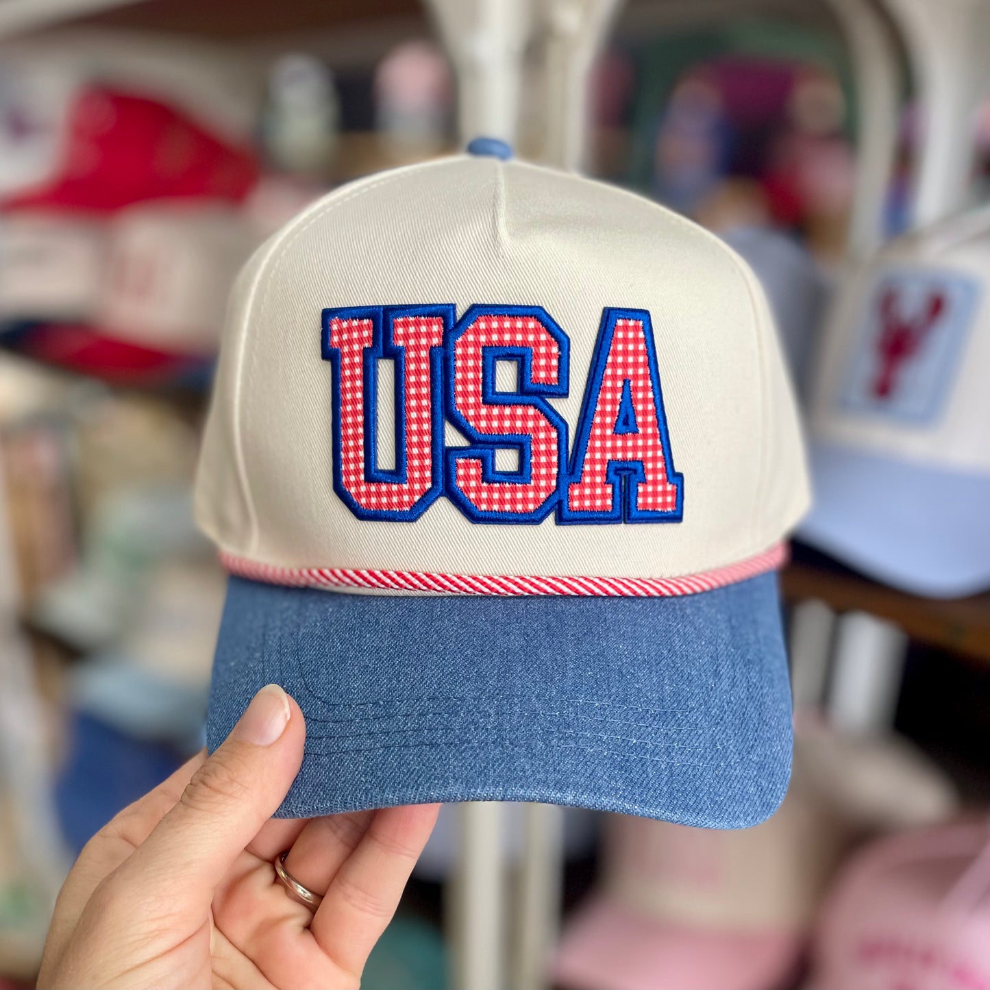 USA Patch Embroidered Medium Denim Hat
