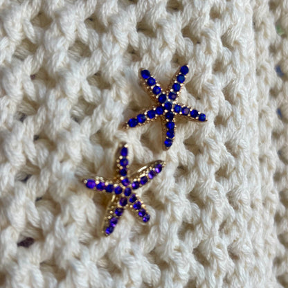 Delmar Crystal Starfish Royal Stud Earrings