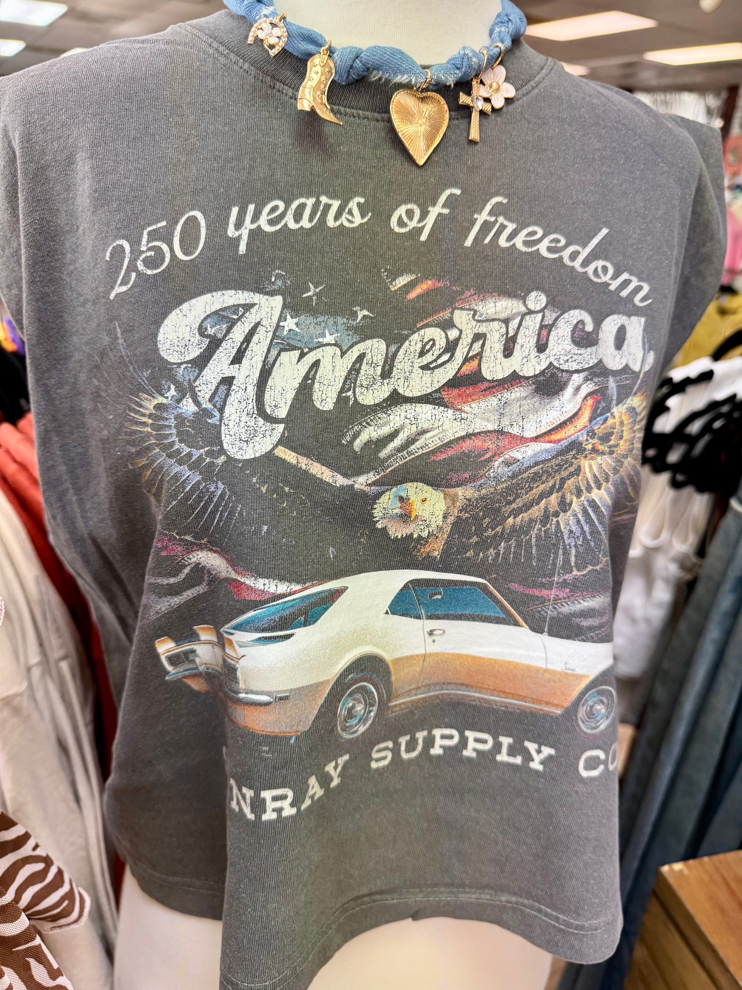 Sonray 250 Years of Freedom Muscle Boxy Tank