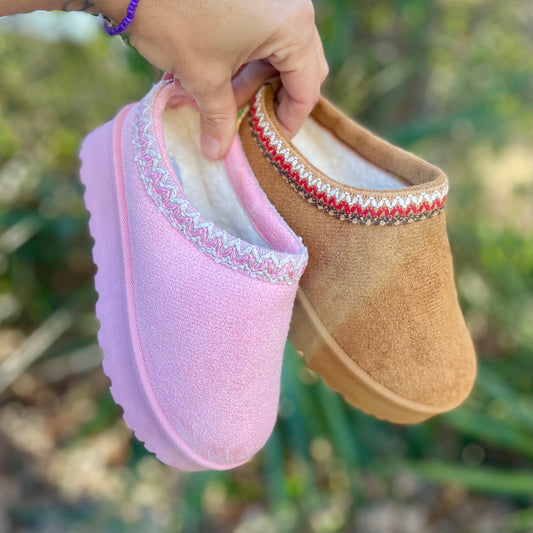 Girls Solid Suede Platform Slides