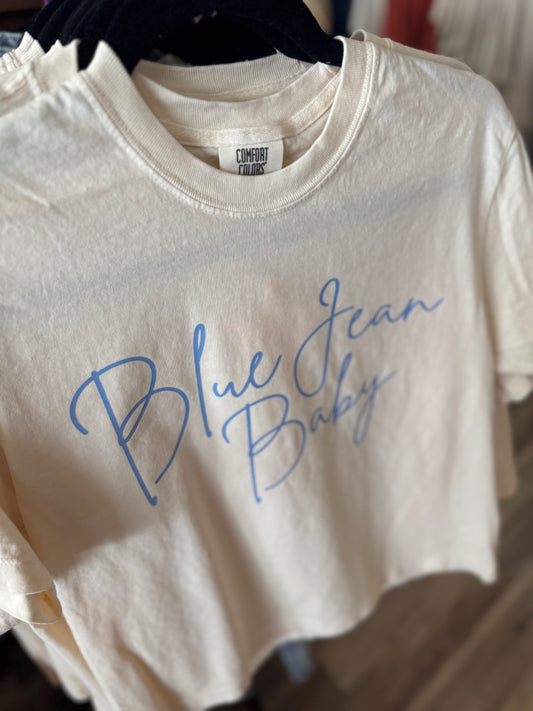 "Blue Jean Baby" Ivory Boxy Tee