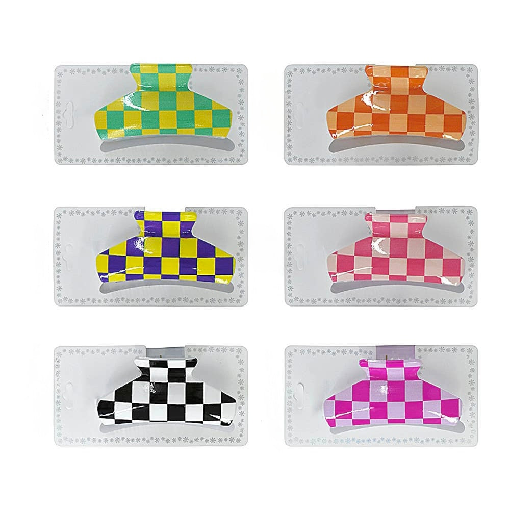 Checkered Hair Claw Clip
