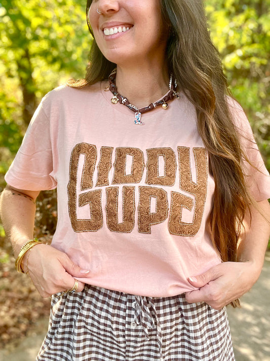 Embroidered Applique Giddy Up Tee