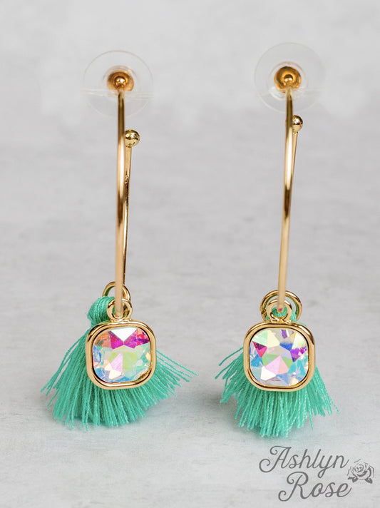 Roswell Rhinestone Tassel Hoops