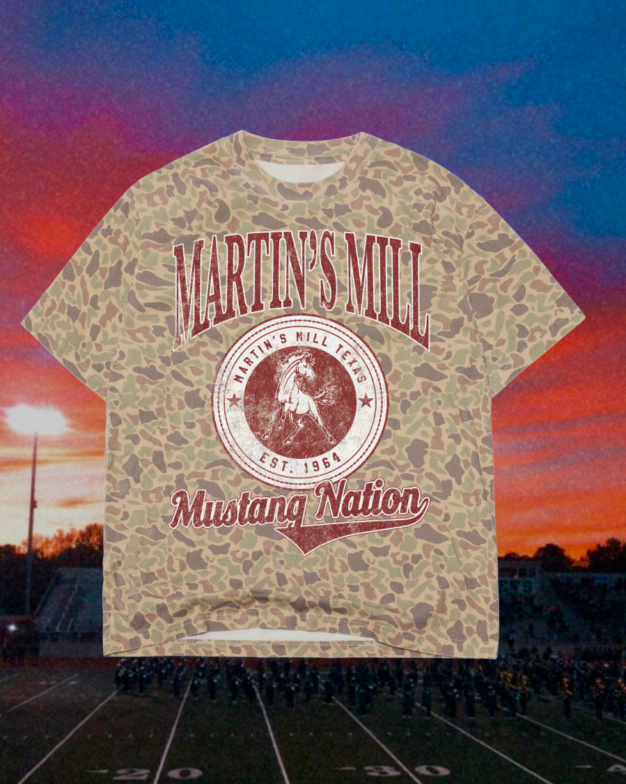 Adult Vintage Badge Martin's Mill Mustangs Tee