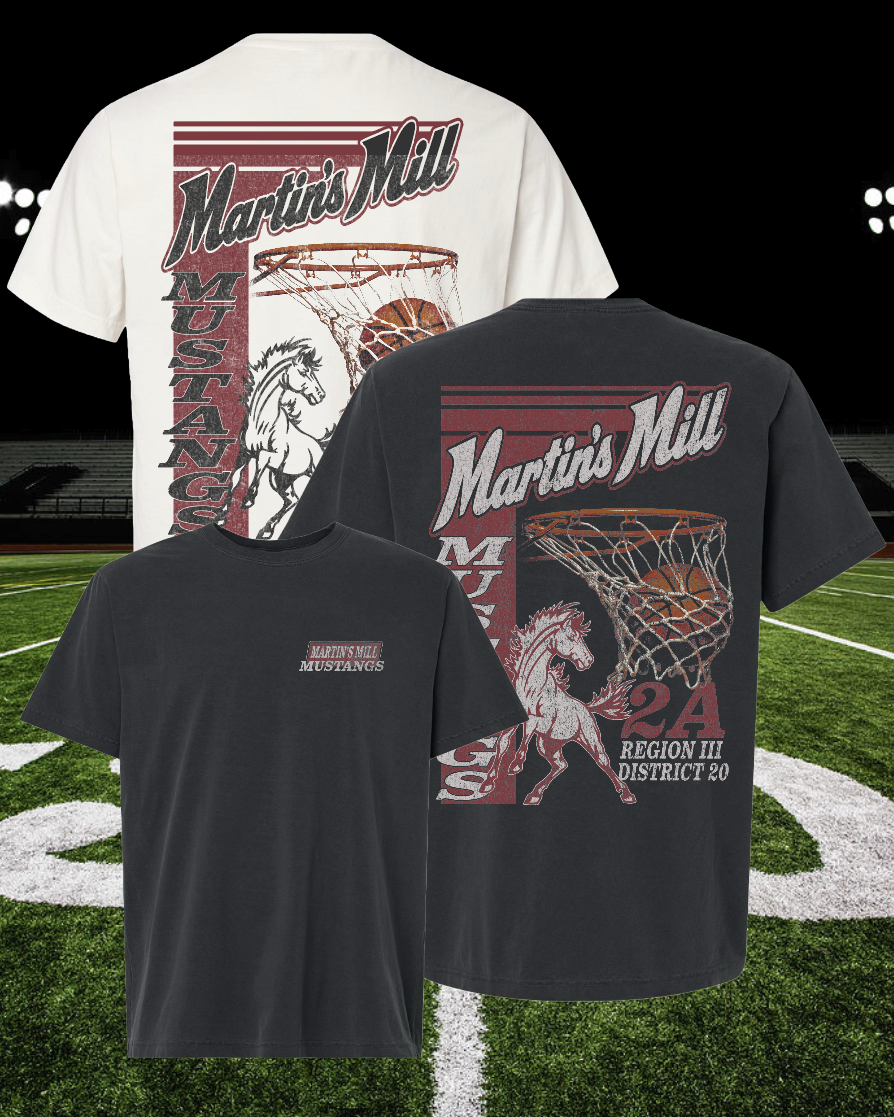 Retro Mascot Martin's Mil Mustangs Tee