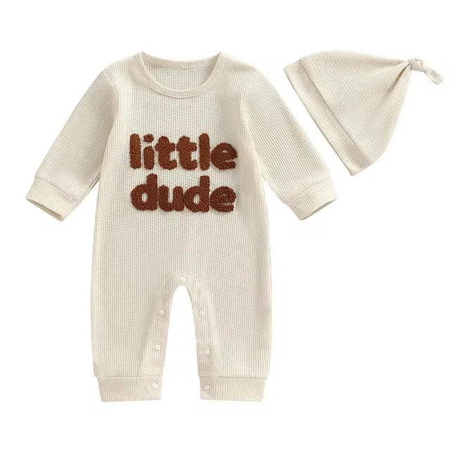 Baby Boys Little Dude Embroidery Jumpsuit