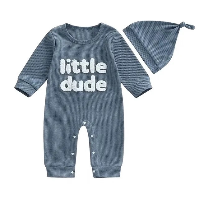 Baby Boys Little Dude Embroidery Jumpsuit