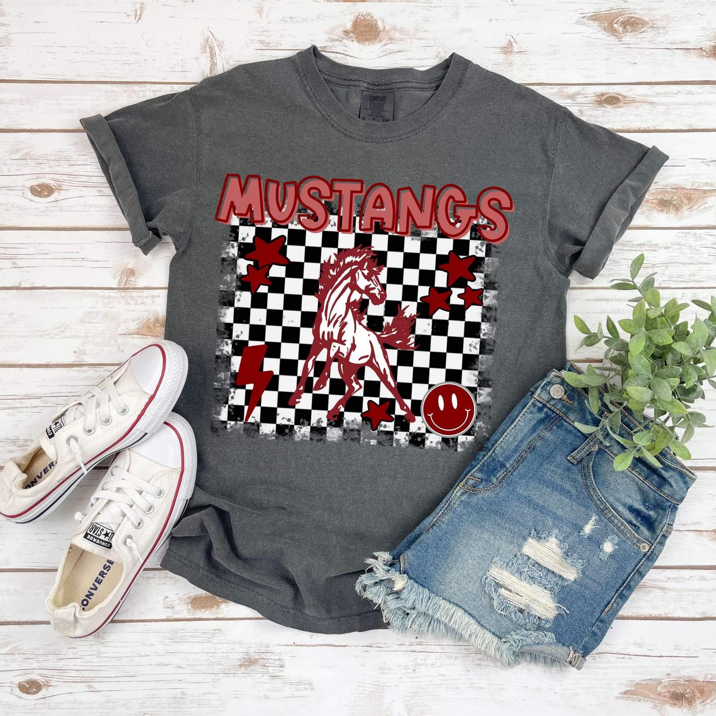 Mascot Checkered Martin's Mill Mustangs Spirit Wear