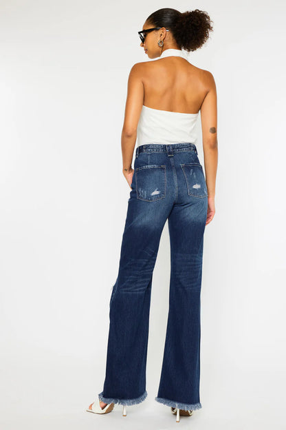 Kancan Jules Distressed Wide Leg Jeans