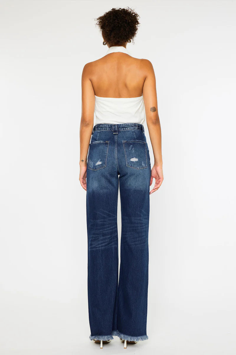 Kancan Jules Distressed Wide Leg Jeans