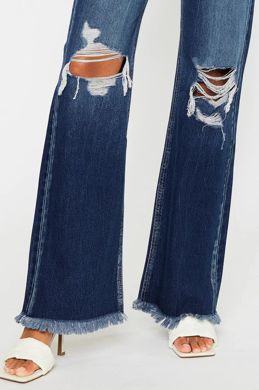 Kancan Jules Distressed Wide Leg Jeans
