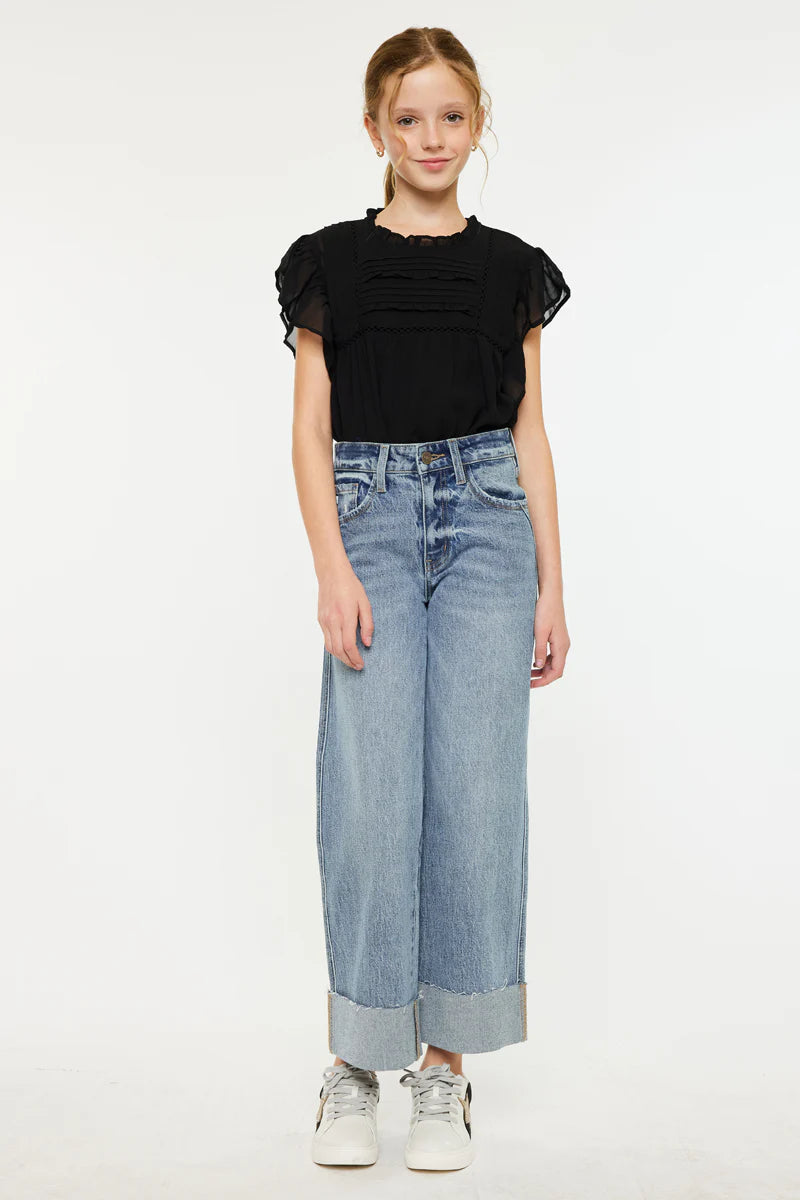 Girls Kancan Danielle 90s Crop Wide Leg Jeans