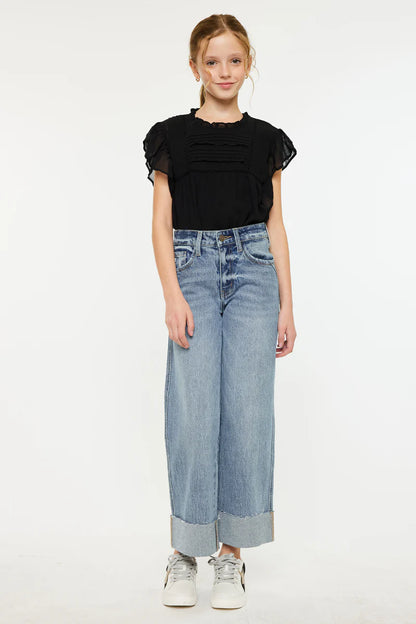 Girls Kancan Danielle 90s Crop Wide Leg Jeans