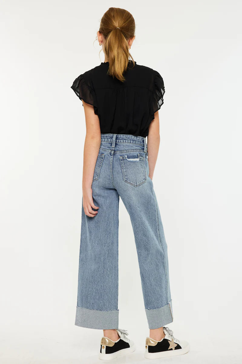 Girls Kancan Danielle 90s Crop Wide Leg Jeans