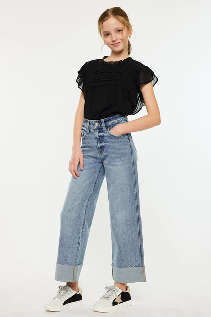 Girls Kancan Danielle 90s Crop Wide Leg Jeans