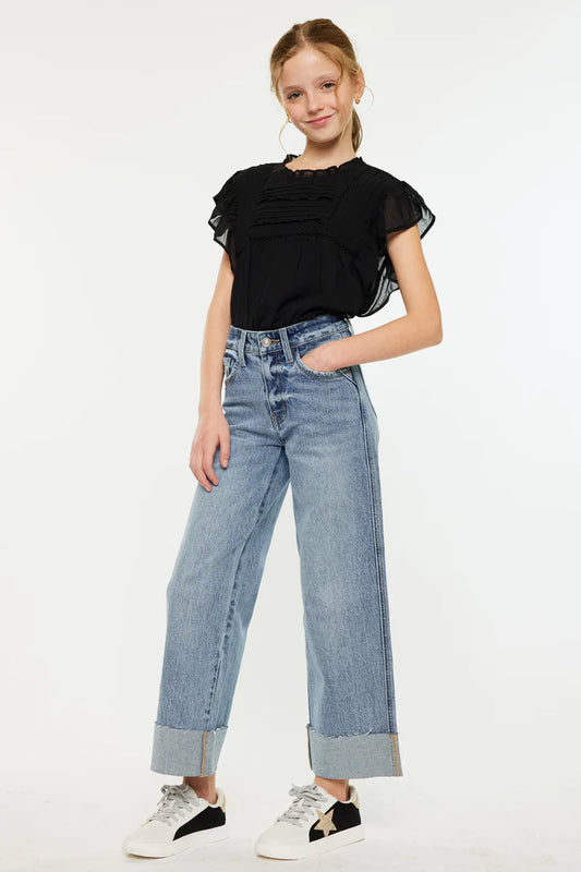 Girls Kancan Danielle 90s Crop Wide Leg Jeans